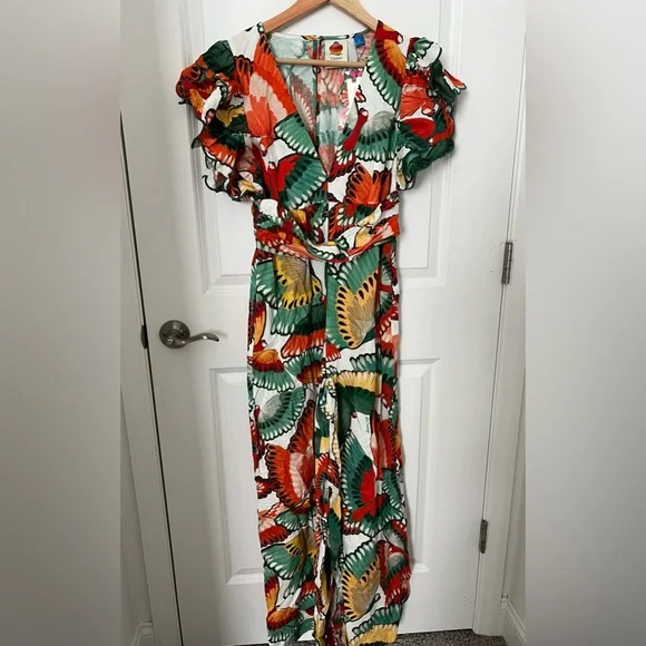 Farm Rio Ruffle-Sleeve Linen Jumpsuit - Picture 7 of 11